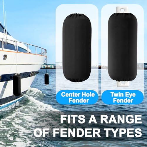 Boat Fender Covers, Boat Bumper Covers for Center Rope Tube Style Fenders, 4 Pack9 x 26" Marine Fender Covers,Black (Boat Fender Not Included) by BOATPRO - Image 5
