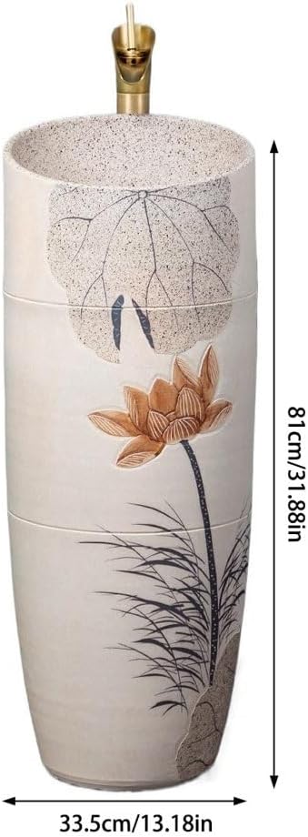 Pedestal Sinks Small Wash Basin Integrated Floor-Standing Column Outdoor Courtyard Balcony Pool Bathroom Sink(B) (B)