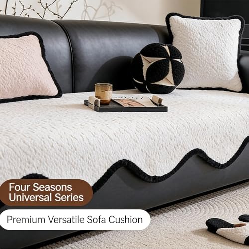 Housse de canapé en chenille gris confortable 90 x 280 cm - 8