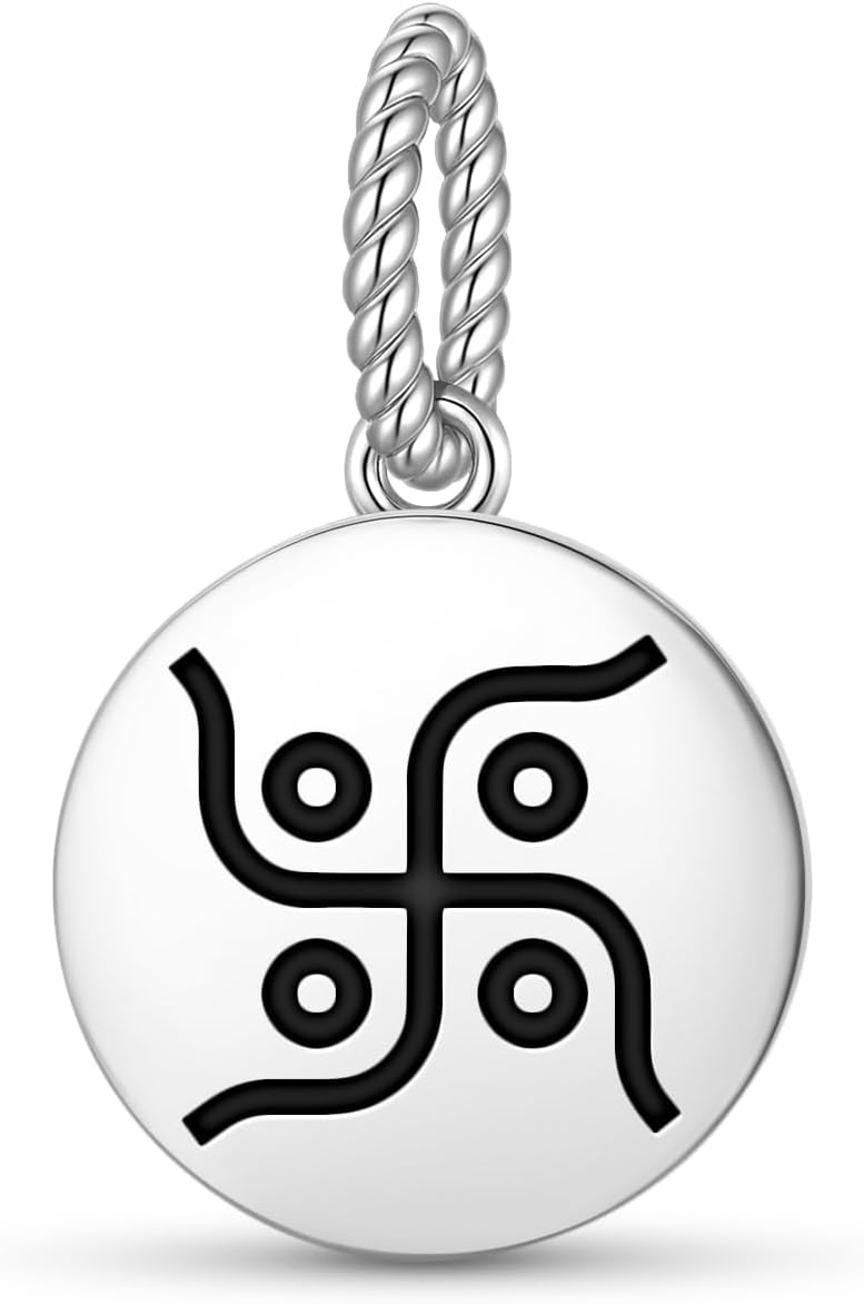 Hindu Swastika Hindu 925 Sterling Silver Charm Bead DIY Totem Symbol Pendant Charm Emblem Spiritual Sigil Jewelry necklace Fits Original Bracelet Jewelry