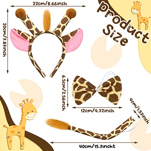Xunyee 2 Sets Donkey Lion Zebra Giraffe Costume Accessory Set Kids Donkey Headband Bowtie Tail Nose Costume Dress Up Kids Halloween Cosplay Party Accessory (Giraffe) Gray #TOP2
