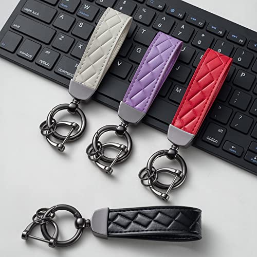 Jlavewaz Genuine Leather Car Keychain, Handmade Knit Sheepskin Key Chains,Compatible With Car Keychain Cadillac Jeep Dodge Bmw Toyota Lexus Benz All Molder #TOP4