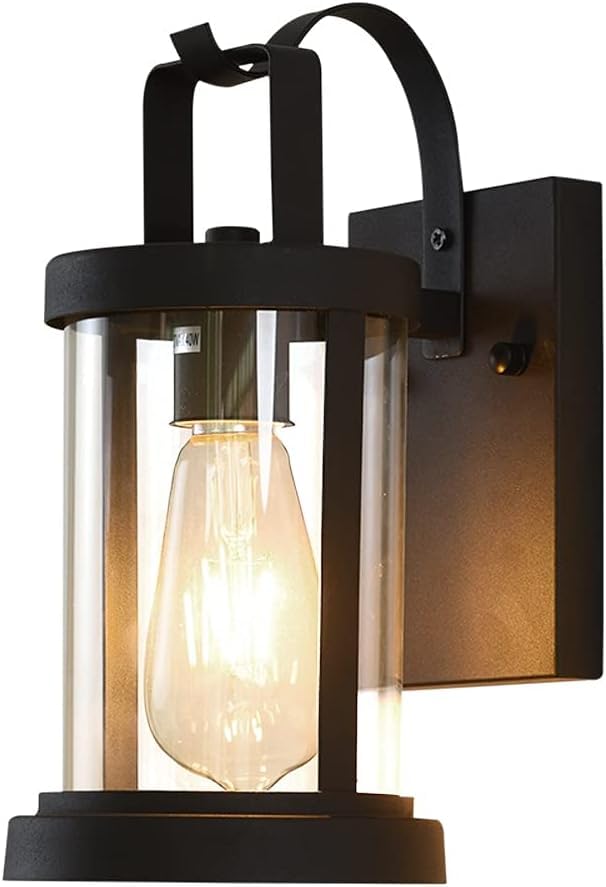 Lampe murale extérieure étanche et plafonnier noir style lanterne
