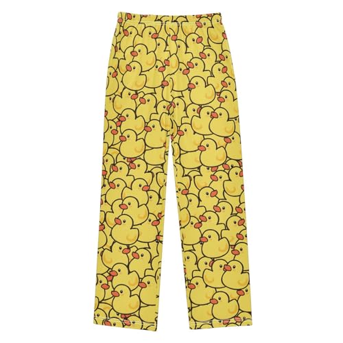 ALAZA Cute Yellow Rubber Ducks Pajama Pants Long Sleep Bottoms Soft Elastic Waist Lounge Pants for 13-14Y