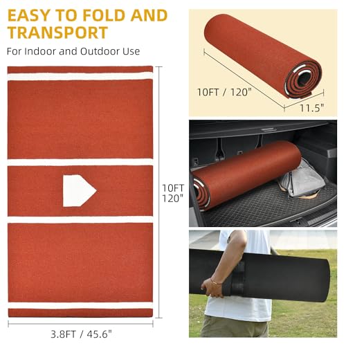Shopsource Baseball Batting Mat, 10 x 3.8 FT Softball Hitting Mat, Upgraded Anti-Slip Matt with Stitched Embroidery Turf, Softball Baseball Training Matt with Home Plate Batters Box for Indoor Outdoor - Thumbnail 4