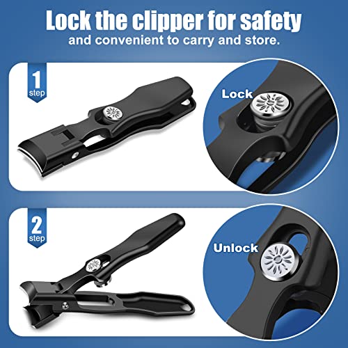 Wide Open Toenail Clippers For Seniors Thick Nails-No Splash Nail Clippers For Men-Heavy Duty Toe Nail Clippers For Women With Nail File-Fingernail Clipper With Catcher-Good Looking #TOP4