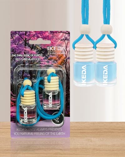 Image of ikeda fragrance Car Air Freshener, 2pcs 4ml Car Scents,45-Days Keep Fragrance,Automotive Hanging Diffuser Bottles,Remove Auto Odor Long-Lasting Fresh Air for Home Deodorizer (Glass, Red Sandalwood)