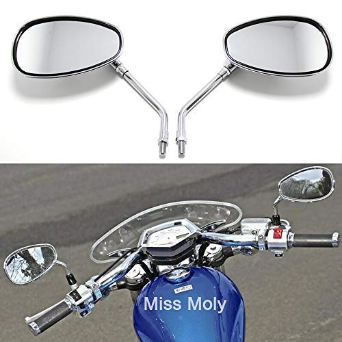 10mm Motocicleta Espejos Laterales de Barra, Cromo M10 Espejos Retrovisores para Bicicleta Deportiva Shadow VTX CBR ZX Chopper Street Cover