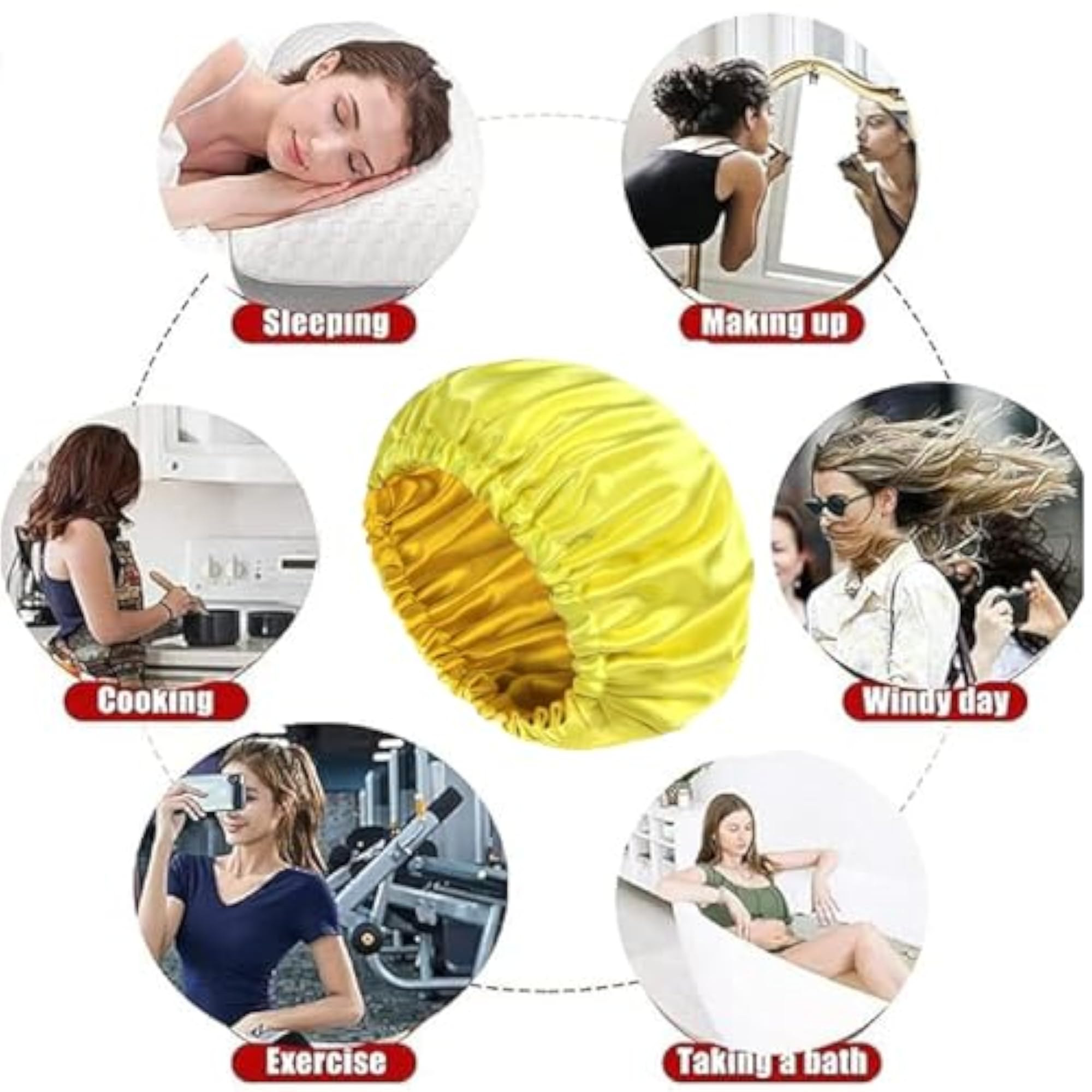 Satin Silk Hair Shower Cap for Sleeping, Pack of 2