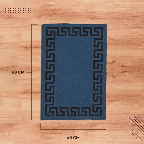 Image of Encasa XO Coir Door Mat for Home Entrance, Anti Slip PVC Back Blue