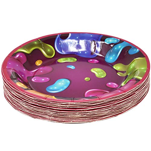 Slime Making Party Supplies Disposable Tableware Set 24 9" Paper Plates 24 7" Plate 24 9 Oz Cup 50 Lunch Napkins For Boys Girls Glitter Slime Splatter Splash Colorful Rainbow Theme Birthday Decoration #TOP2