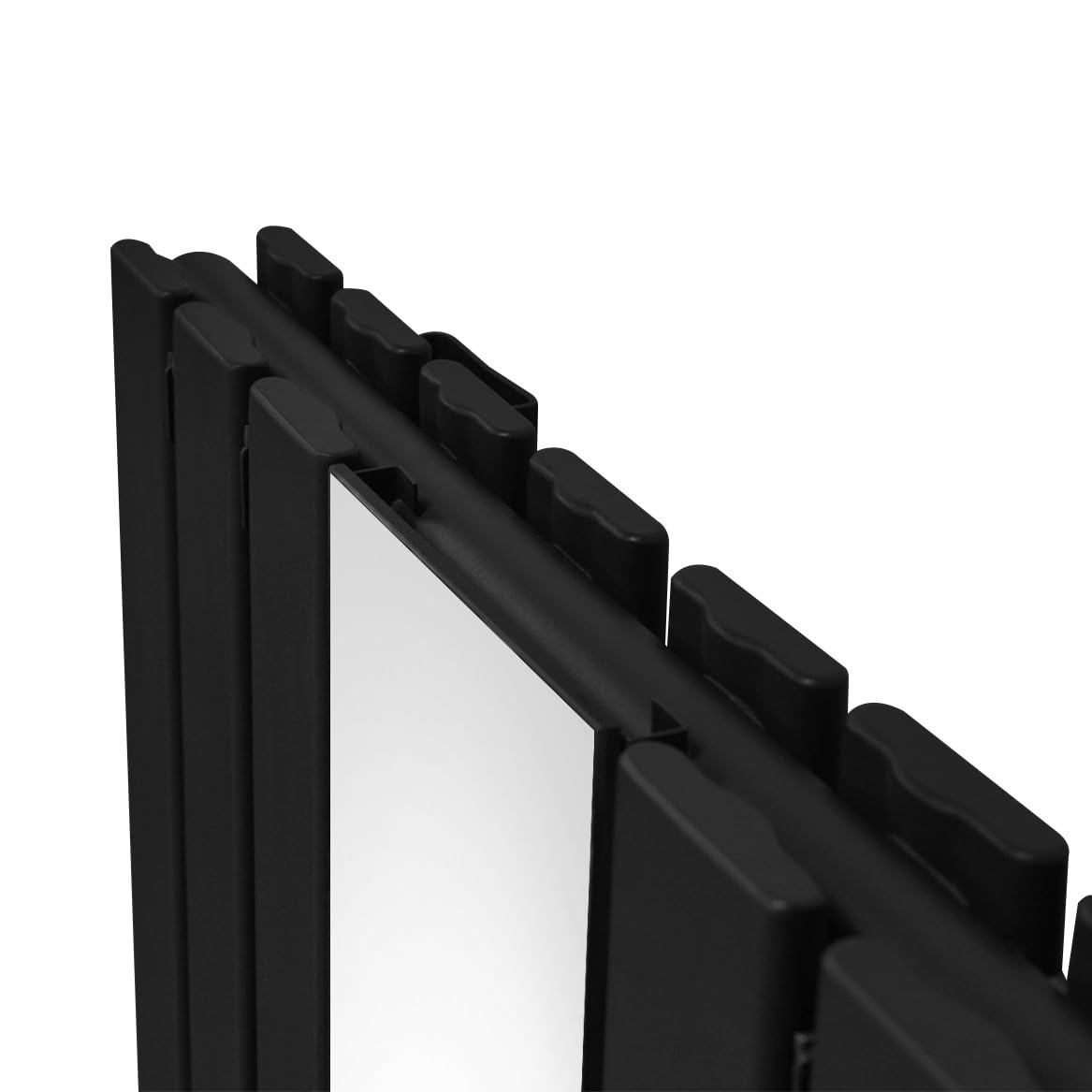 Radiatore con specchio 1800mm x 565mm e valvole TRV cromate Radiatore di design a doppia colonna verticale in acciaio al carbonio Nero Kit di fissaggio e staffe con spazzola di pulizia
