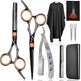 Professional Hair Cutting Scissors Set, Fcysy Hair Scissors Texturizing Shears Kit, Hair cut Scissors Razor Hair Cutting Tools with Hair Supplies, Tijeras Para Cortar Cabello Salon Shears for Home Use