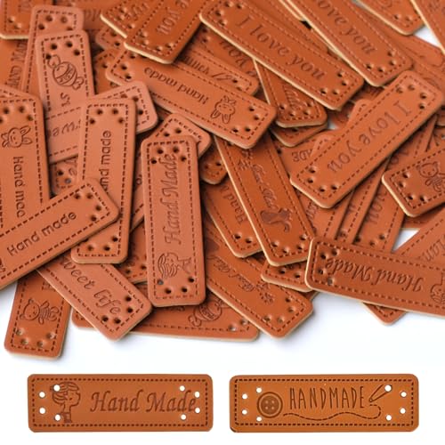100 Piezas Etiquetas Hechas A Mano De Cuero Etiquetas Cuero Pu Etiquetas Etiquetas Para Costura Bricolaje Para Bolsa De Coser, Billetera, Tela, Tejer, Decoración De Ropa, Bricolaje, Manualidades