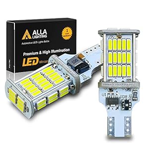Alla Lighting 2600lm T10/T15 912 921 Strobe LED Back-up Reverse, 3rd Brake Lights Bulbs, 6000K White Super Bright 922 W16W 906 4014-SMD Flashing Lamps for Cars, Trucks, RVs, SUVs
