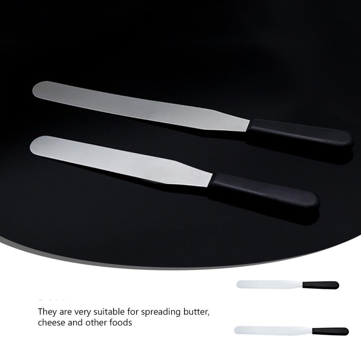 2 Piece Stainless Steel Cake Decorating Spatulas with Plastic Handles