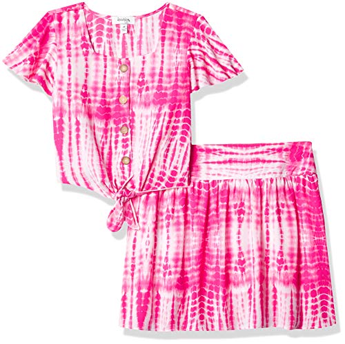 Image of Speechless Girls' Tie Front Top and Short Skirt Set
