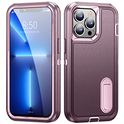 Coque antichoc de qualité militaire pour iPhone 13 Pro avec anneau support en métal rose