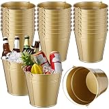 Didaey 24 Pcs Metal Beer Bucket Bulk Ice Bucket Ice Pails with Handle Champagne Soda Party Beverage Chiller for Summer Picnic Pool Wedding Party Supplies Wine Champagne Bar (7.1 x 6.5 x 5.1',Gold)