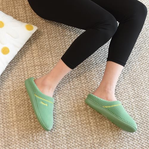 Image of House Slippers for Women with Arch Support | Memory Foam Non-Slip, Two Tone Embroidered Soft Home Slippers, All Season Comfort
