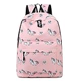 Yvechus Lightweight Unicorn Backpacks School Backpack Durable Casual Daypack for Teenage Girls and Boys (Pink)