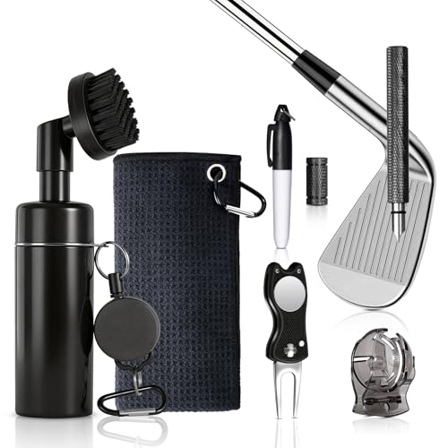 Vicloon Kit de Limpieza para Golf,6 Pcs Cepillos Limpiadores de Toallas de Golf,Herramientas de Limpieza de Golf Cepillo con Cepillo de Limpieza,Marcador,Clip para Marcador,Toalla,Tenedor de Taco