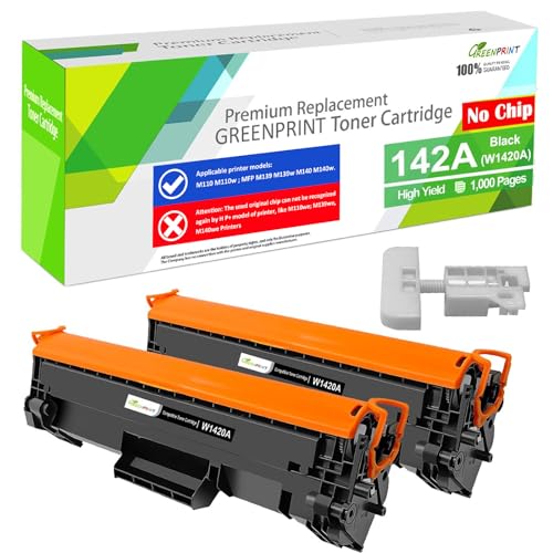 GREENPRINT [sin Chip con Herramientas especiale] Cartuchos tóner compatibles 142A W1420A 2 Negros 1000 páginas para H P M139 M140 M140W M110 M110W Impresora