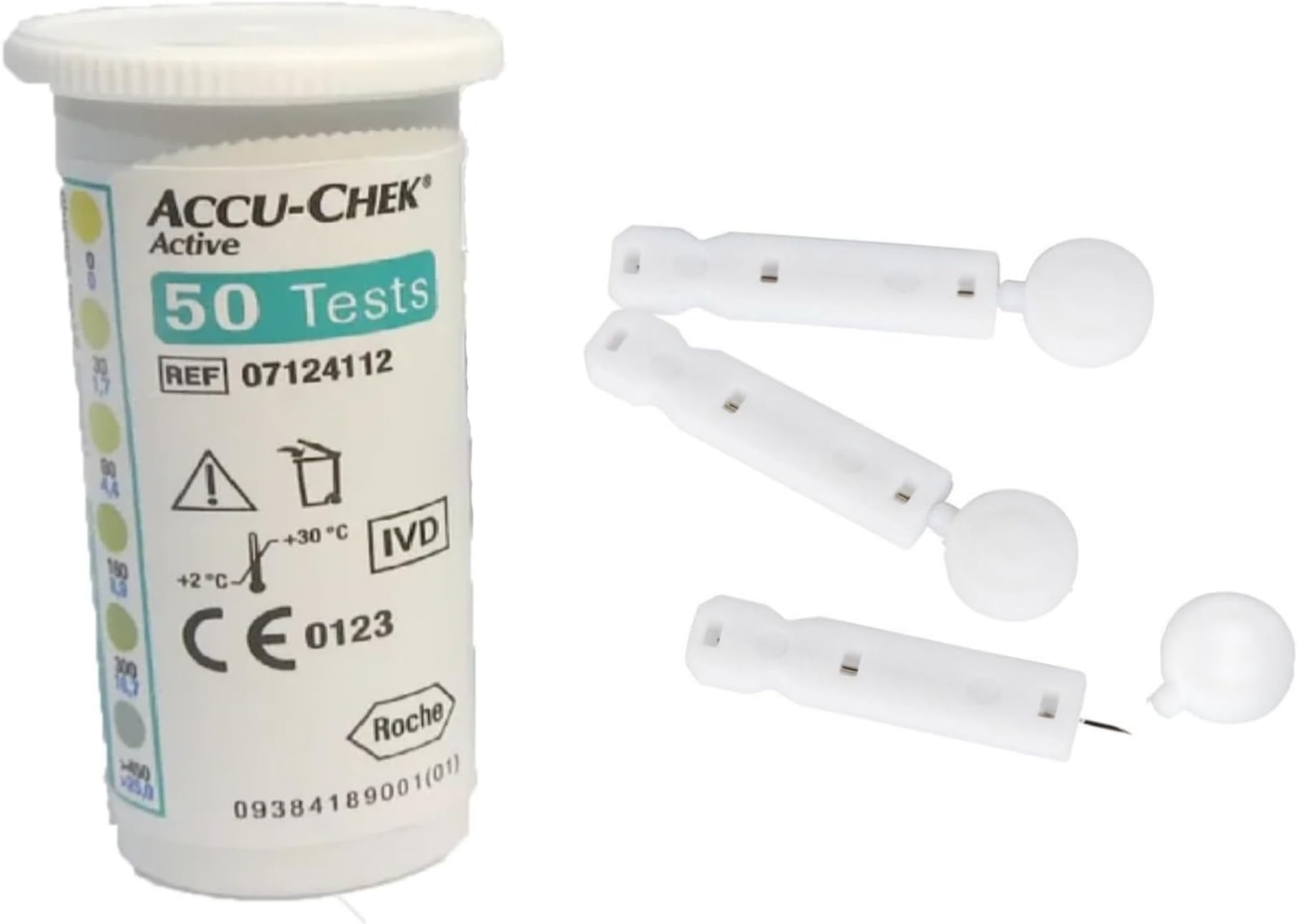 Compatible with Accu-Chek Active 50 Test Strips with 100 Flat Lancets