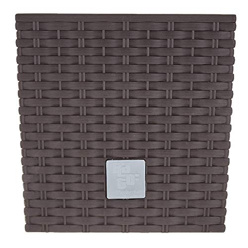 Image of Prosper Plast Rattan Short Flowerpot - Dark Brown - 2 Part Set (6.8 litres, Dark Brown)