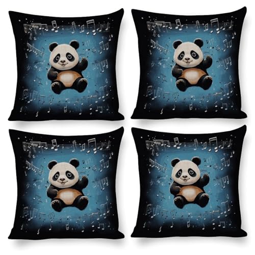 Housse de coussin panda pour une déco de salon musicale et originale