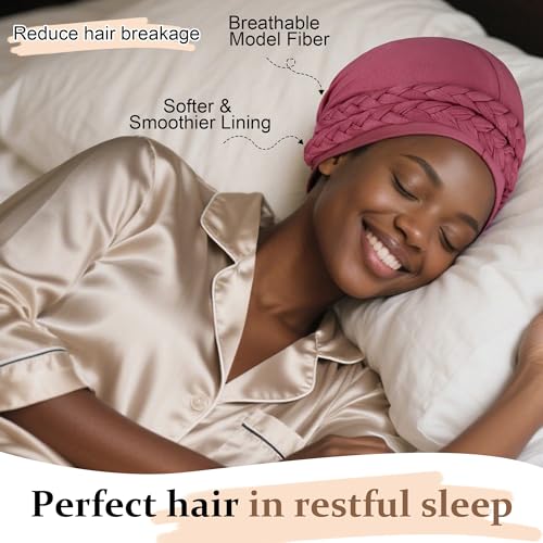 Image of Ababalaya Adjustable Satin Lined Turban for Women Mens Halo Turban Silky Lined Head Wraps for Waves Braids Locs Sleep Cap
