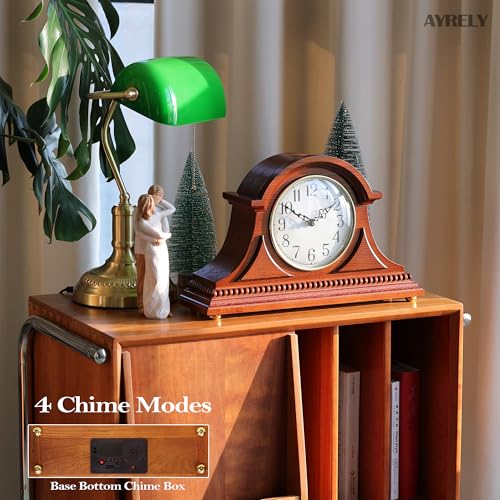 AYRELY® Grandfather Mantel Clock with Hour/Quarter-Hour Chime, Elegant Wooden Frame, Table Clocks Battery Operated, Desk Shelf Vintage Clock for Living Room,Home Decor Gift - Image 4
