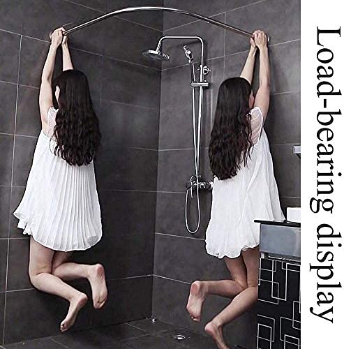 Barra de cortina de ducha de esquina ajustable, acero inoxidable, 304, se adapta a 70-95 cm x 70-95 cm, ideal para baños y tiendas de ropa, barra de tensión duradera para una fácil instalación