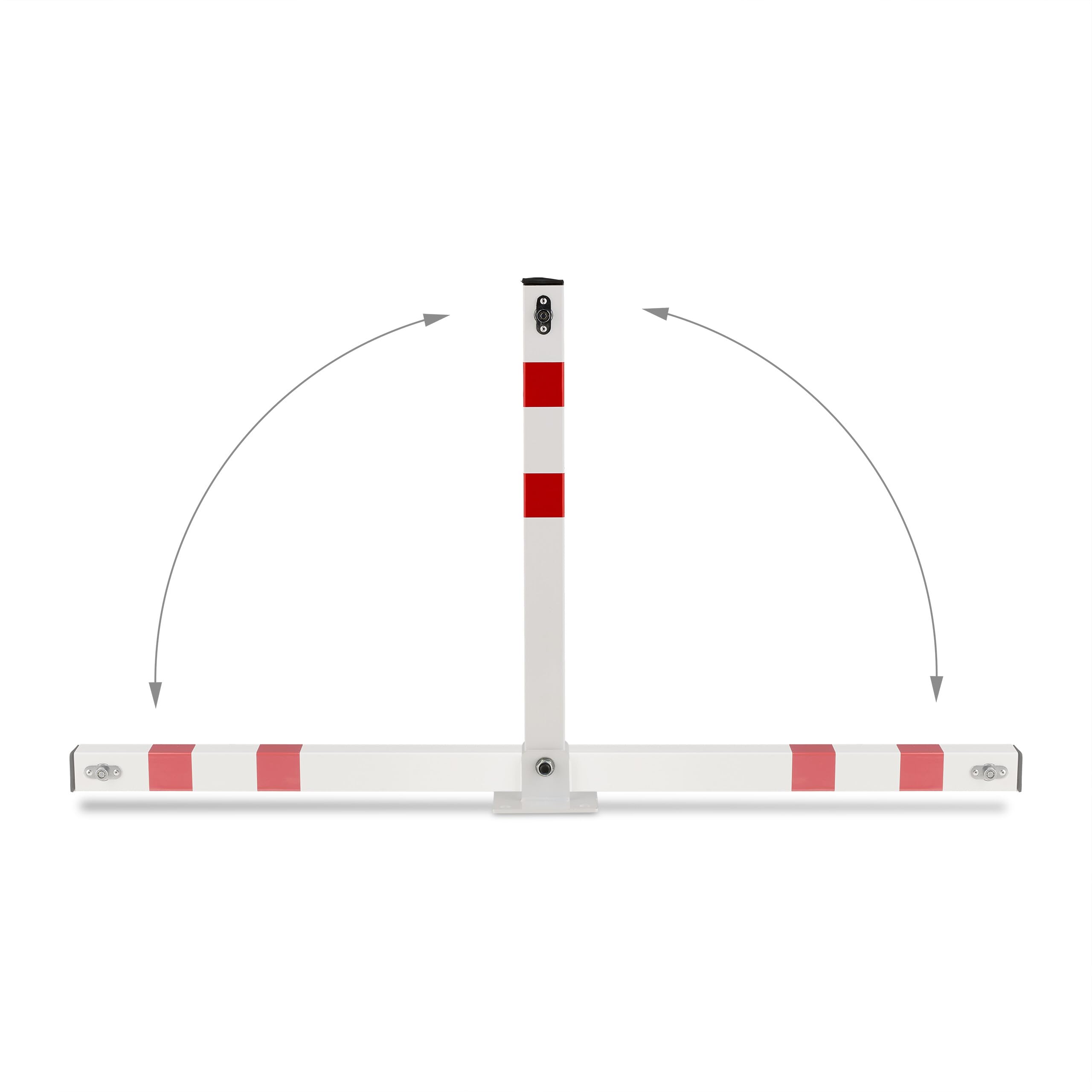 Relaxdays Poteau de Parking Rabattable, borne de stationnement en Acier, H : 65 cm, verrouillable, Blanc/Rouge