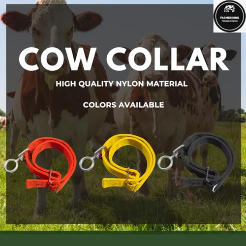 Image of Farmer King Cow /Buffalo /Bull /Horse Solid Nylon Neck Belt, Rock Strong Collar, 1 Meter Adjustable Belt with Nickle Coated Iron Ring & Hook | Skin Friendly | Masterpeice (Black Color)