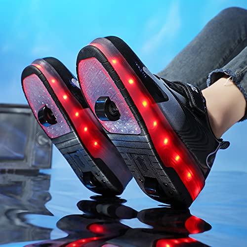 Image of HHSTS Kids Shoes - New Upgraded with Wheels LED Light Color Shoes Shiny Roller Skates Skate Shoes Simple Kids Gifts Boys Girls The Best Gift for Party Birthday Christmas Day