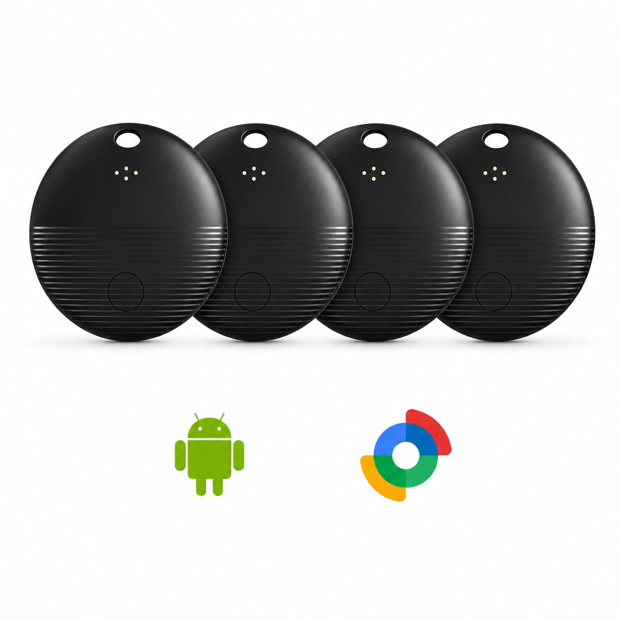 4 Pack Android Item Locator, Google Find Hub Tracker Tag per chiavi | Batteria CR2032 sostituibile, allarme forte, facile installazione, ideale per chiavi, portafogli, zaini e bagagli