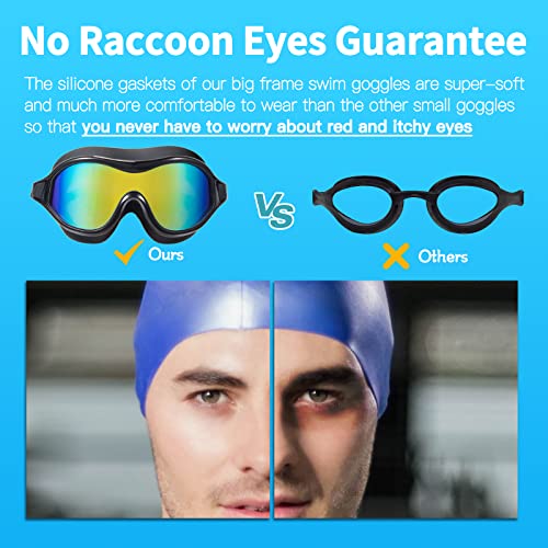 Image of Seago Swim Goggles Adult Youth Anti-Fog Wide Clear View Pool Goggles