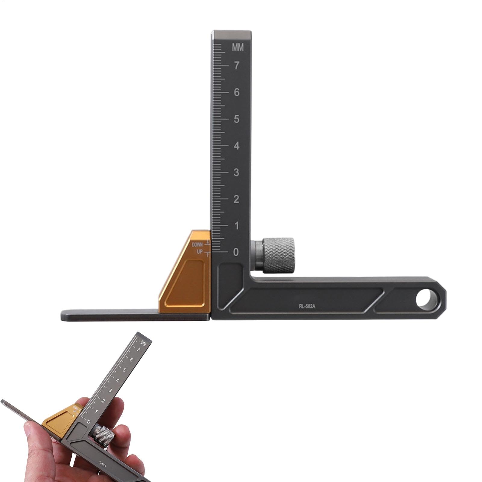 Compteur de profondeur de scie à table, compteur de hauteur de scie à table en alliage d'aluminium - Outils de mesure du travail du bois, règle de mesure de hauteur légère pour menuisier, amateur