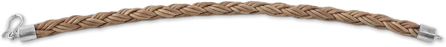 NOVICA Artisan Handmade Men's Leather Braided Bracelet from Thailand Sterling Silver [8.25 in L 7 mm W] ' Thai Insight in Caramel'
