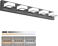 Vista 44 de Ralbay - Moderno accesorio de iluminación LED para tocador y baño, con 6 luces, de acrílico negro mate