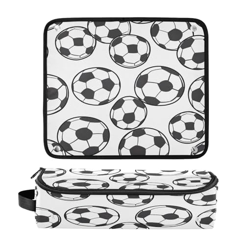 Bolso organizador de viaje y tapete resistente al calor para herramientas de cabello Cartoon Football miniatura 3