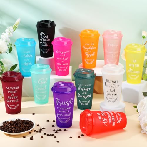 Skylety Set de 72 Vasos Plásticos con Tapa y Popote Multicolor 16 oz miniatura 3