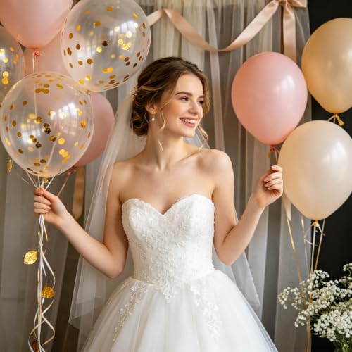 Image of 100pcs Gold Confetti Balloons 12 inch | Gold Confetti balloon for Balloon Garland or Arch, Graduation Birthday Wedding, Engagement, New Years Party Decorations