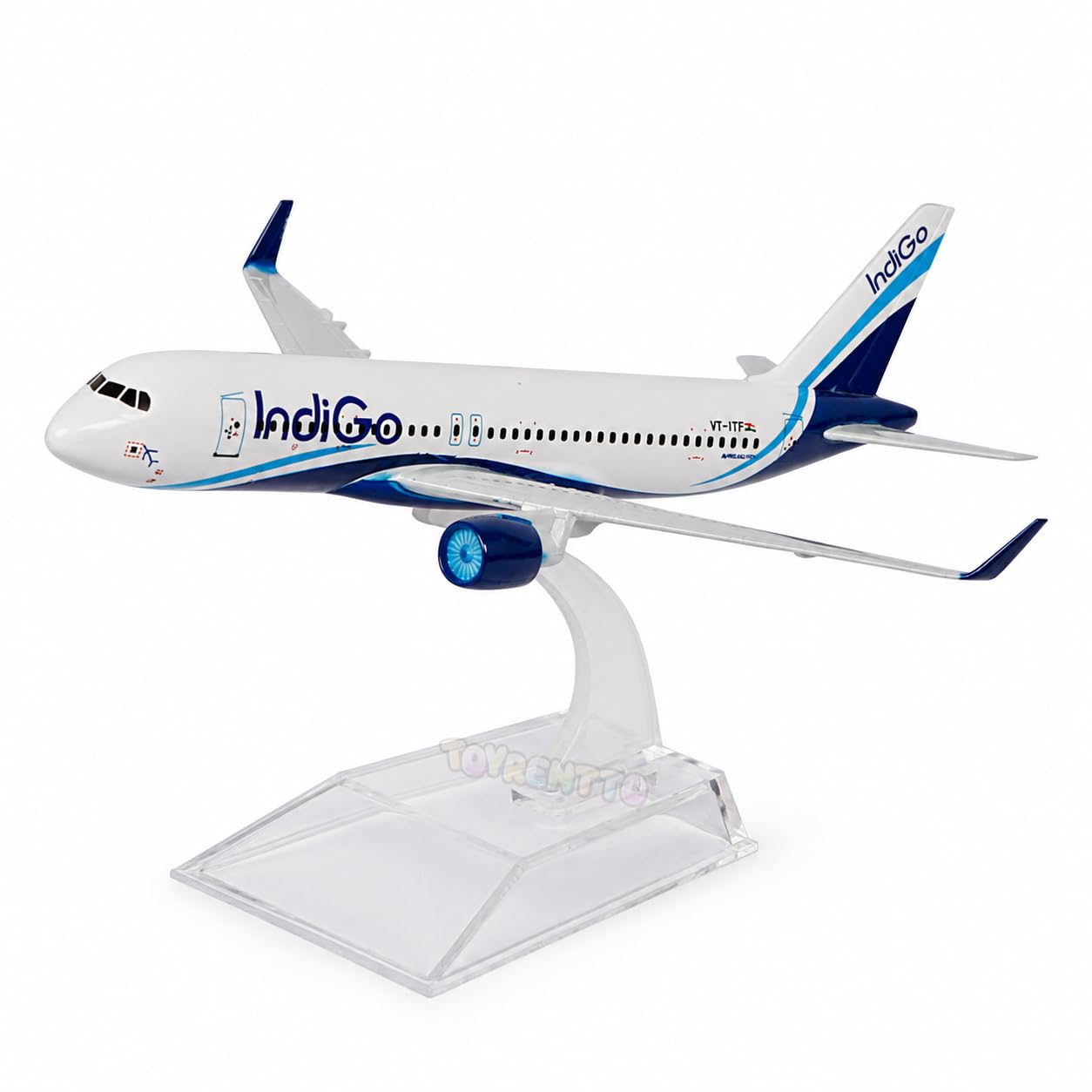 Indigo Airbus A320neo Die-Cast Airplane Model, 16 cm Aircraft Toy with Clear ABS Plastic Display Stand, Detailed Airline Livery Collectible Plane for Aviation Fans, Desk Decor & Gift-image-4