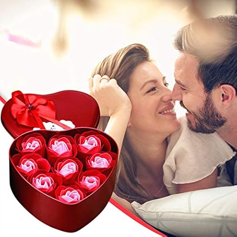 9 Roses Flower Heart Gift Box Artificial Flower Preserved Rose Forever Fake Flower Gift Box Perfect Lovely Creative Gift for Mother's Day, Valentine's Day, Teachers' Day, Wedding (Red) Cover