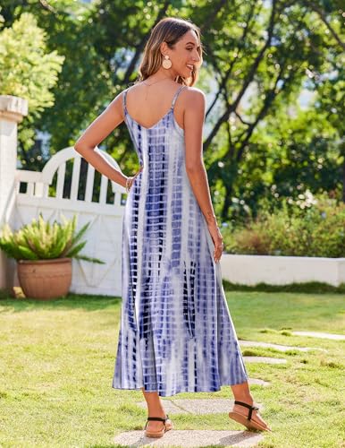 Image of Zeagoo Womens Summer Maxi Dress Spaghetti Strap Casual Printed Dress Boho Floral Beach Sundress,