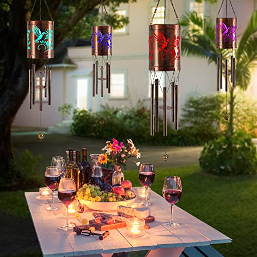 Rimicab Hummingbird Wind Chime, Solar Wind Chimes, Outdoor Led Garden Lantern Memorial Wind Chime Hanging Home Decor For Garden Patio Yard, Gift For Women Mom Grandma, Christmas Thanksgiving #TOP6
