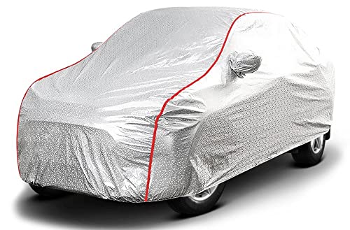 Image of PROTEGO All Weather Protection Car Cover for Lexus LS | Anti Dust, 100% Waterproof, Durable Cover - Triple Stitched Elastic Grip with Mirror Pocket |(Metallic Silver with Red Piping)