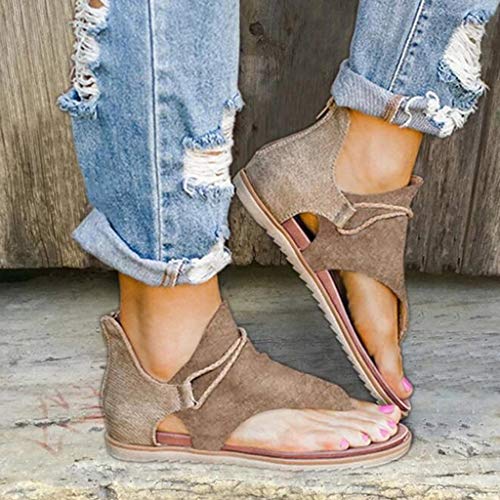 Women'S Sandals Tassel Ankle Boots, Retro Bohemian Sandals Beach Travel Shoes Clip Toe Flip Flops High Top Flat Casual Dressy Sandals4